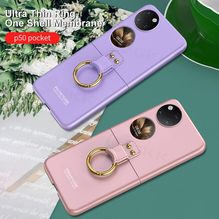 For Huawei P50 Pocket GKK Ultra-thin Full Coverage Phone Case with Ring(Gold) - Huawei Cases by GKK | Online Shopping UK | buy2fix