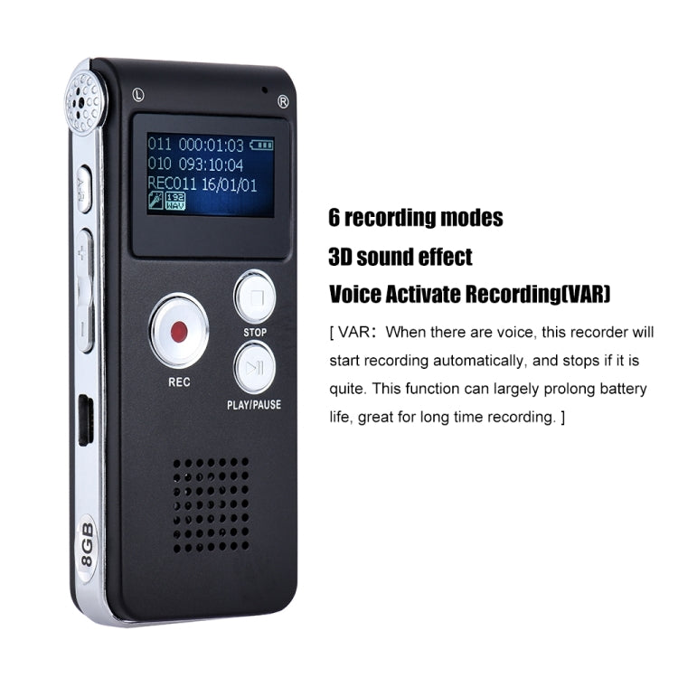 SK-012 16GB USB Dictaphone Digital Audio Voice Recorder with WAV MP3 Player VAR Function(Black) - Other Style by buy2fix | Online Shopping UK | buy2fix