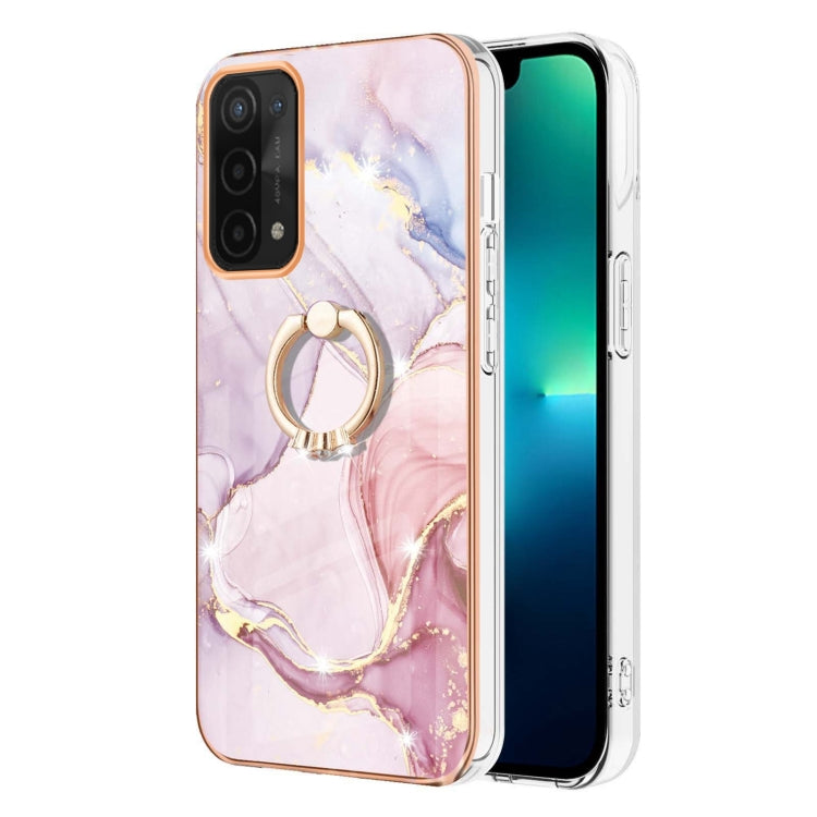 For OPPO A74 5G / A93 5G / A54 5G / A93s 5G Electroplating Marble Pattern IMD TPU Phone Case with Ring Holder(Rose Gold 005) - OPPO & vivo Accessories by buy2fix | Online Shopping UK | buy2fix