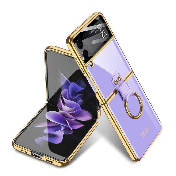 For Samsung Galaxy Z Flip3 5G GKK Integrated Solid Color Plating Phone Case with Ring Holder(Lavender Purple) - Galaxy Phone Cases by GKK | Online Shopping UK | buy2fix