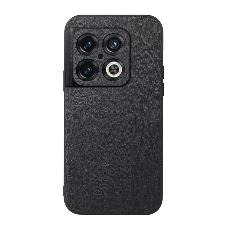 For OnePlus 10 Pro 5G Wood Texture PU Phone Case(Black) - Mobile Accessories by buy2fix | Online Shopping UK | buy2fix