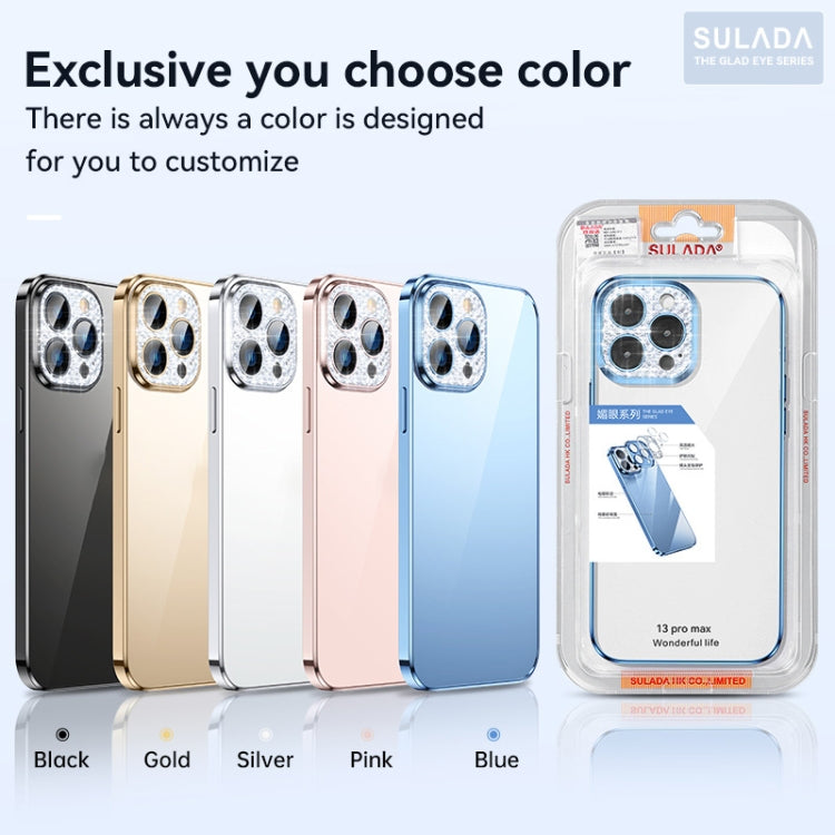 For iPhone 12 SULADA Diamond Lens Protector Plated Frosted Case(Black) - iPhone 12 / 12 Pro Cases by SULADA | Online Shopping UK | buy2fix