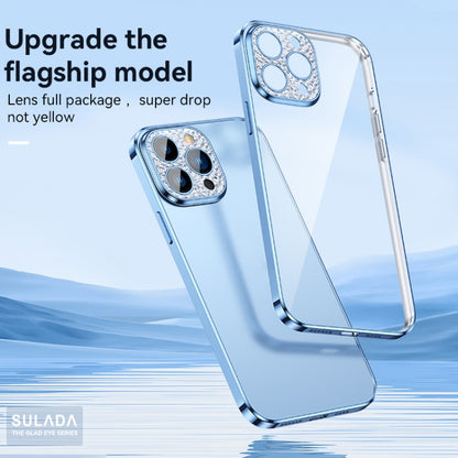 For iPhone 12 SULADA Diamond Lens Protector Plated Frosted Case(Sierra Blue) - iPhone 12 / 12 Pro Cases by SULADA | Online Shopping UK | buy2fix