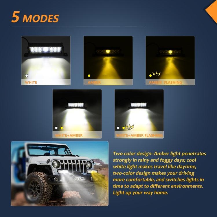 10 inch Two-row Monocular Dual-color Work Light - In Car by buy2fix | Online Shopping UK | buy2fix