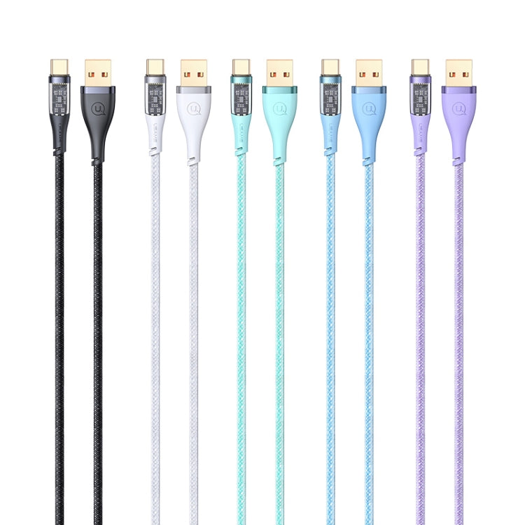 USAMS US-SJ572 Type-C / USB-C 66W Aluminum Alloy Transparent Charging Cata Cable, Length: 1.2m(Purple) -  by USAMS | Online Shopping UK | buy2fix