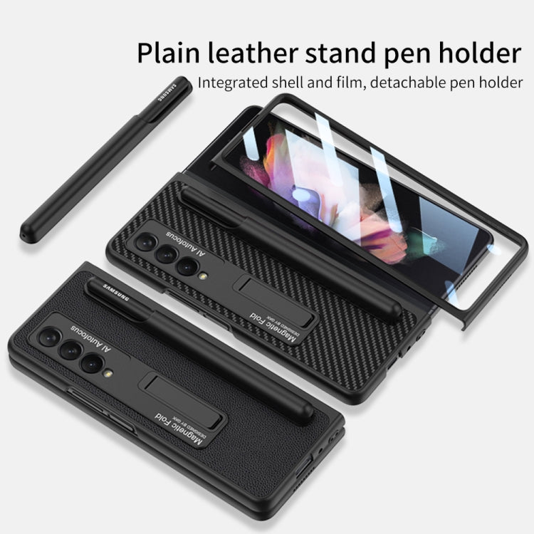 For Samsung Galaxy Z Fold3 5G GKK Ultra-thin Shockproof Leather Protective Case with Holder & Pen Slots(Grey) - Galaxy Phone Cases by GKK | Online Shopping UK | buy2fix