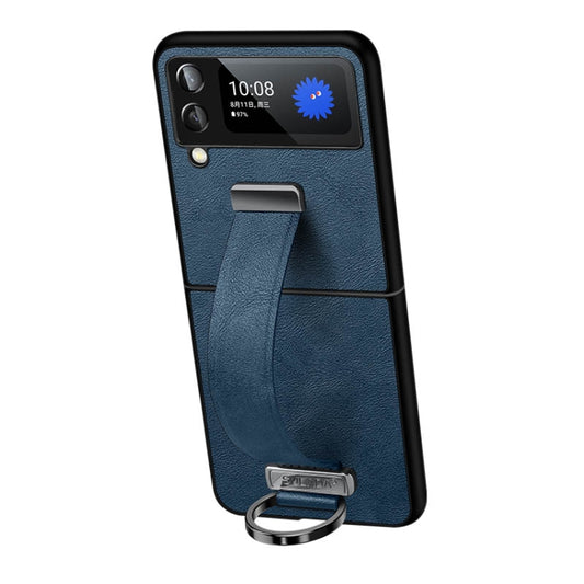 For Samsung Galaxy Z Flip3 SULADA Cool Series PC + Leather Texture Skin Feel Shockproof Phone Case(Blue) - Galaxy Phone Cases by SULADA | Online Shopping UK | buy2fix