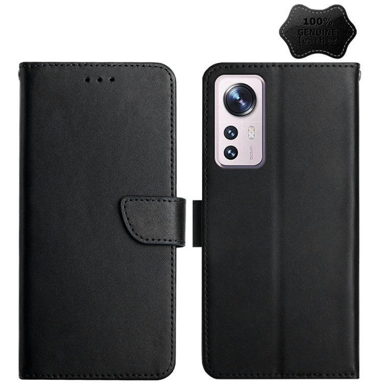 For Xiaomi 12 Lite Genuine Leather Fingerprint-proof Horizontal Flip Phone Case(Black) - Xiaomi Cases by buy2fix | Online Shopping UK | buy2fix