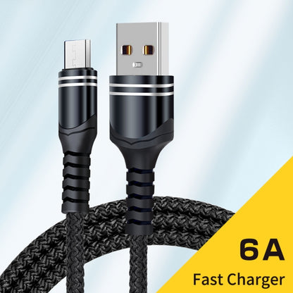 Micro USB 6A Woven Style USB Charging Cable, Cable Length: 1m(Black) -  by buy2fix | Online Shopping UK | buy2fix