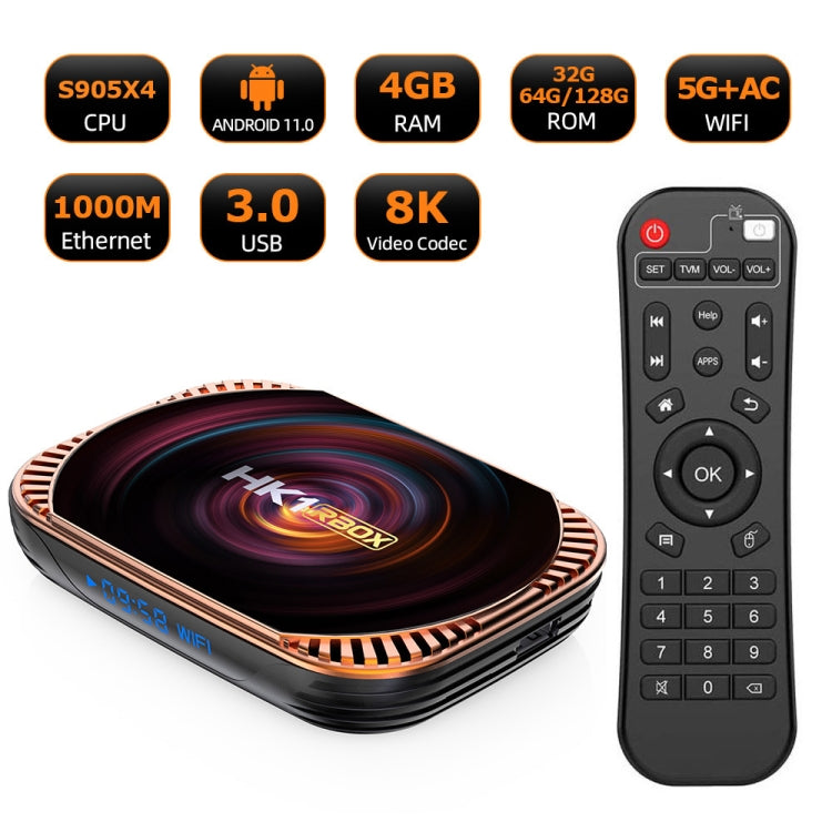 MECOOL HK1RBOX X4 4K TV Box, Android 11 Amlogic S905X4 CPU with RC 4GB+64GB(AU Plug) - Amlogic S905 by MECOOL | Online Shopping UK | buy2fix