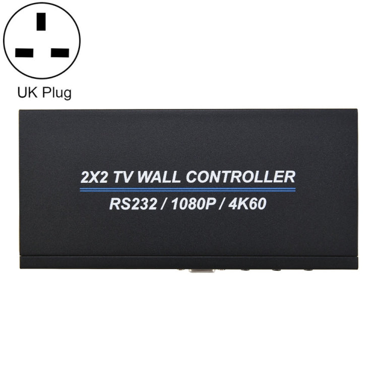 BT100 4K 60Hz 1080P 2 x 2 TV Wall Controller, Plug Type:UK Plug(Black) - Splitter by buy2fix | Online Shopping UK | buy2fix