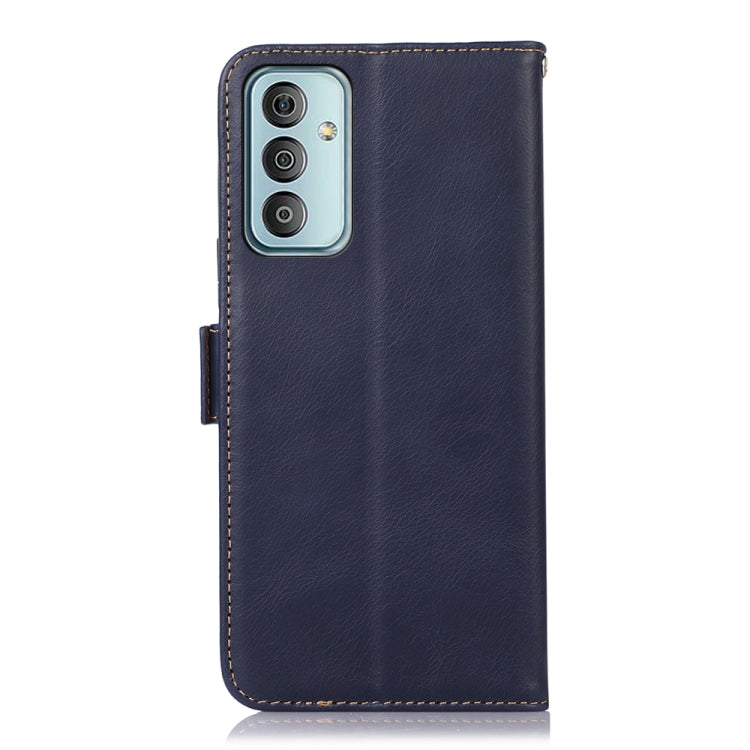 For Samsung Galaxy M13 4G Global Crazy Horse Top Layer Cowhide Leather Phone Case(Blue) - Galaxy Phone Cases by buy2fix | Online Shopping UK | buy2fix