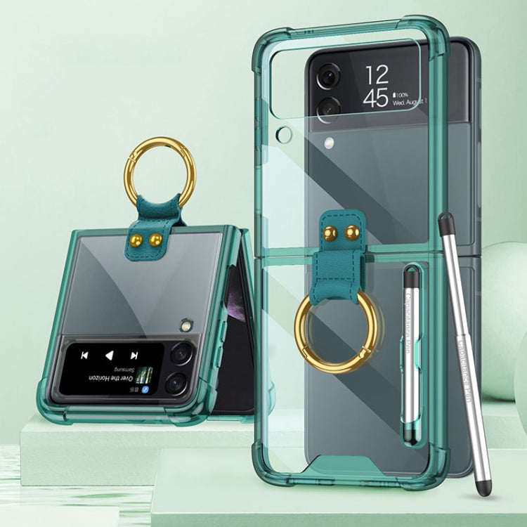 For Samsung Galaxy Z Flip4 GKK Airbag Protective Phone Case with Ring & Pen(Green) - Galaxy Z Flip4 5G Cases by GKK | Online Shopping UK | buy2fix