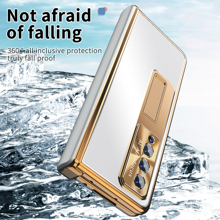 For Samsung Galaxy Z Fold4 Aluminum Alloy Double Hinge Shockproof Phone Protective Case(Silver Gold) - Galaxy Z Fold4 5G Cases by buy2fix | Online Shopping UK | buy2fix