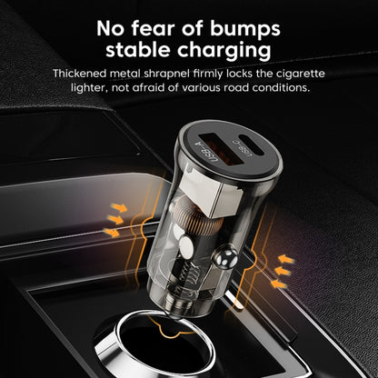 C12P 48W USB + Type-C Dual Port Transparent Mini Car Charger(Black) - In Car by buy2fix | Online Shopping UK | buy2fix