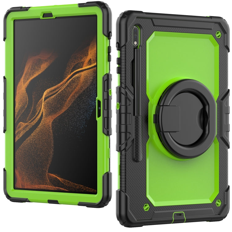 For Samsung Galaxy Tab S8+ / S7+ Bracelet Holder Silicone + PC Tablet Case(Yellow Green) - Galaxy Tab S8+ Cases by buy2fix | Online Shopping UK | buy2fix