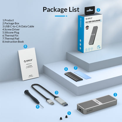 ORICO M222C3-G2-SV USB3.1 Gen2 Type-C 10Gbps M.2 NVMe SSD Enclosure(Silver) - HDD Enclosure by ORICO | Online Shopping UK | buy2fix