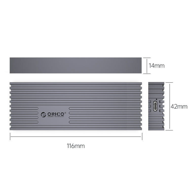 ORICO M233C3-G4-GY USB3.2 20Gbps M.2 NVMe SSD Enclosure(Grey) - HDD Enclosure by ORICO | Online Shopping UK | buy2fix