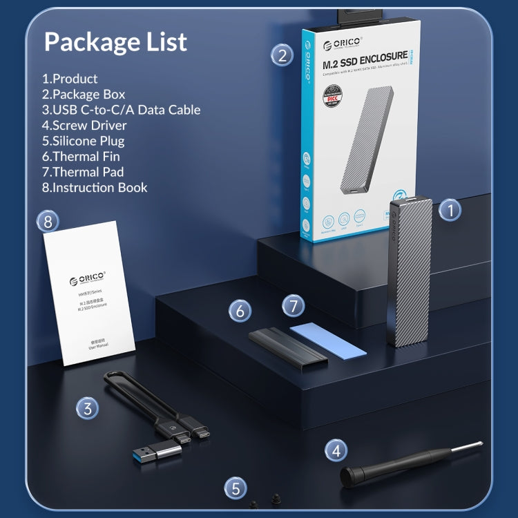 ORICO M213C3-G4-GY 20Gbps M.2 NVMESSD Enclosure(Grey) - HDD Enclosure by ORICO | Online Shopping UK | buy2fix