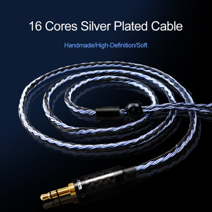 CVJ V3 1.2m 16 Cores Silver-plated 3.5mm Earphone Cable, Style:0.75mm(Black-Blue) - Cable & Splitter by CVJ | Online Shopping UK | buy2fix