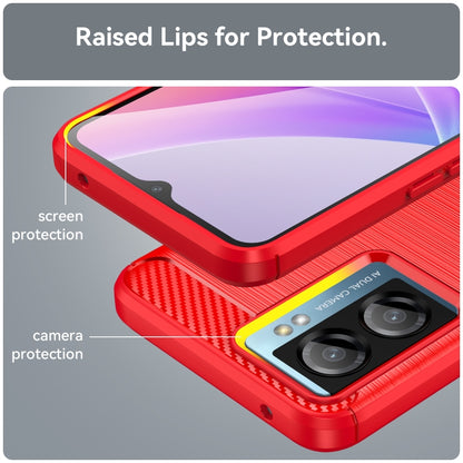 For OPPO A57S Carbon Fiber Brushed Texture TPU Case(Red) - OPPO Cases by buy2fix | Online Shopping UK | buy2fix