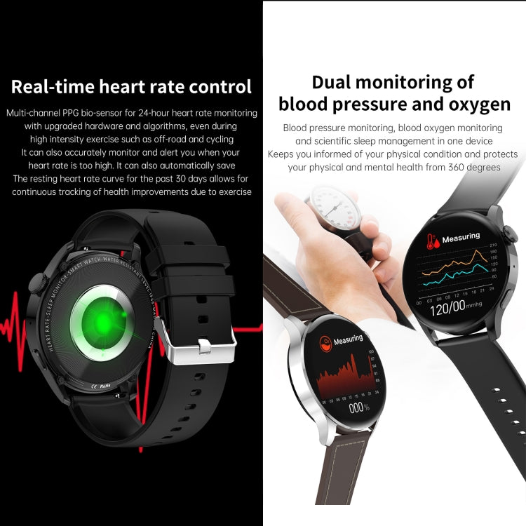 GW69 Smart Watch, Support BT Call / Heart Rate / Blood Pressure / Blood Oxygen(Black + Silicone Strap Black) - Smart Wear by buy2fix | Online Shopping UK | buy2fix