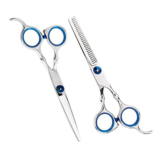 2 PCS Professional Hair Cutting Thinning Scissor Hairdressing Flat Shear Scissors Kit(Blue) - Hair Trimmer by buy2fix | Online Shopping UK | buy2fix