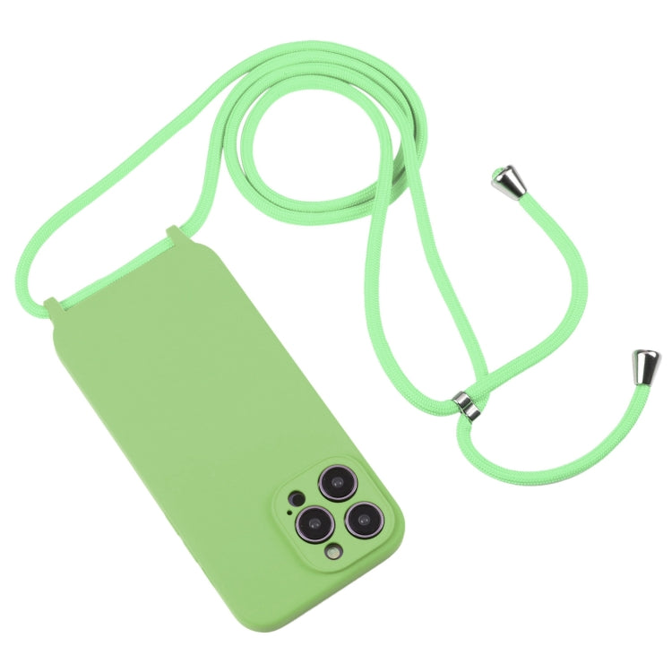 For iPhone 14 Pro Max Crossbody Lanyard Liquid Silicone Case(Matcha Green) - iPhone 14 Pro Max Cases by buy2fix | Online Shopping UK | buy2fix
