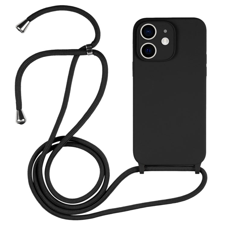 For iPhone 12 Crossbody Lanyard Liquid Silicone Case(Black) - iPhone 12 / 12 Pro Cases by buy2fix | Online Shopping UK | buy2fix