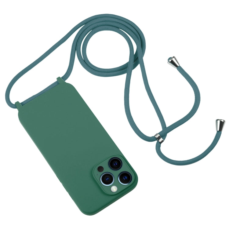 For iPhone 12 Pro Max Crossbody Lanyard Liquid Silicone Case(Emerald Green) - iPhone 12 Pro Max Cases by buy2fix | Online Shopping UK | buy2fix