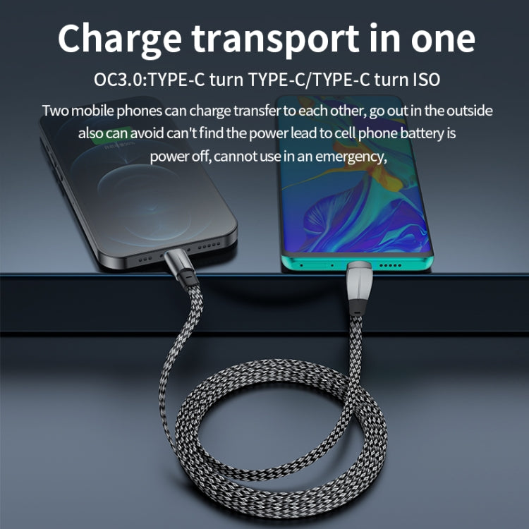 3A USB-C/Type-C to USB-C/Type-C Elbow Fast Charge Data Cable, Length:1.2m(Grey) -  by buy2fix | Online Shopping UK | buy2fix