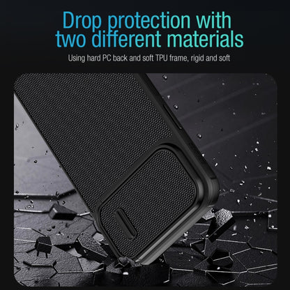 For iPhone 14 Pro NILLKIN 3D Textured Camshield PC + TPU Phone Case(Black) - iPhone 14 Pro Cases by NILLKIN | Online Shopping UK | buy2fix