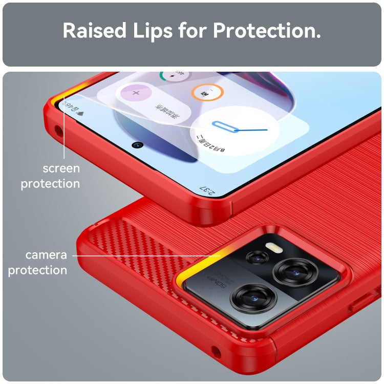 For Motorola Edge 30 Fusion/Moto S30 Pro Brushed Texture Carbon Fiber TPU Phone Case(Red) - Motorola Cases by buy2fix | Online Shopping UK | buy2fix