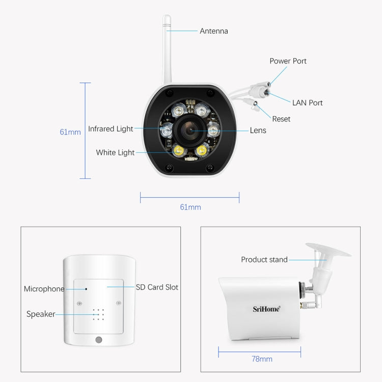 SriHome SH034C 4.0MP AI Humanoid Tracking WiFi Outdoor Surveillance Camera(EU Plug) - Bullet Camera by SriHome | Online Shopping UK | buy2fix