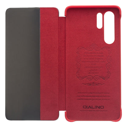 For Huawei P30 Pro QIALINO Genuine Leather Side Window View Smart Phone Case(Red) - Huawei Cases by QIALINO | Online Shopping UK | buy2fix