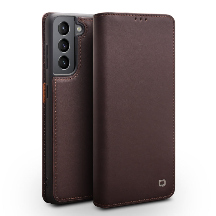 For Samsung Galaxy S21 5G QIALINO Classic Gen2 Genuine Leather Phone Case(Brown) - Galaxy S21 5G Cases by QIALINO | Online Shopping UK | buy2fix