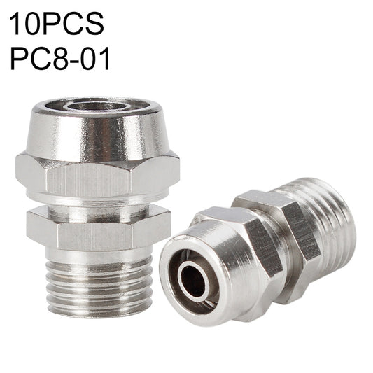 PC8-01 LAIZE 10pcs Nickel Plated Copper Pneumatic Quick Fitting Connector -  by LAIZE | Online Shopping UK | buy2fix