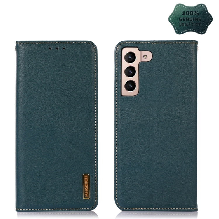 For Samsung Galaxy S23 5G KHAZNEH Nappa Top Layer Cowhide Leather Phone Case(Green) - Galaxy S23 5G Cases by buy2fix | Online Shopping UK | buy2fix