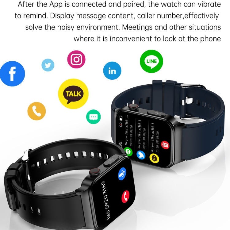 E500 1.83 inch HD Square Screen TPU Watch Strap Smart Watch Supports ECG Monitoring / Non-invasive Blood Sugar(Black) - Smart Wear by buy2fix | Online Shopping UK | buy2fix