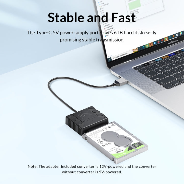 ORICO UTS1 Type-C / USB-C USB 3.0 2.5-inch SATA HDD Adapter with 12V 2A Power Adapter, Cable Length:0.5m(AU Plug) - USB to IDE / SATA by ORICO | Online Shopping UK | buy2fix