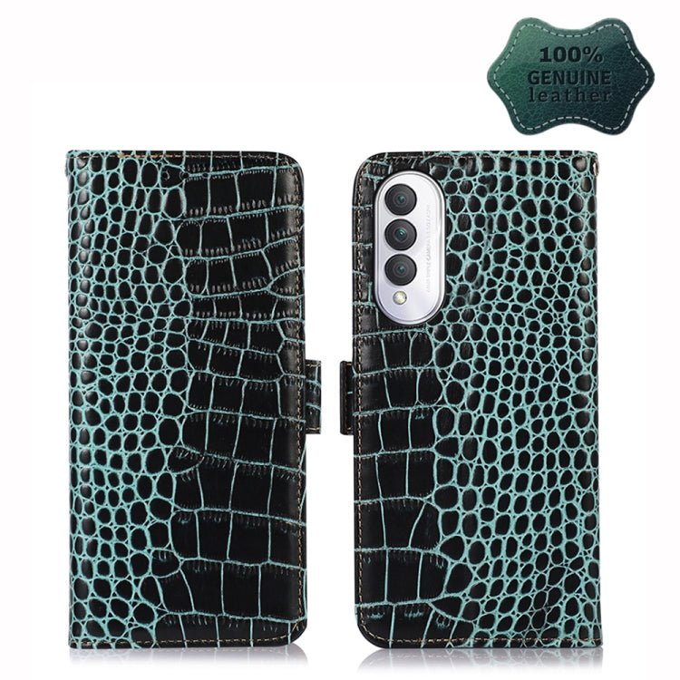 For Samsung Galaxy A14 5G Crocodile Top Layer Cowhide Leather Phone Case(Green) - Galaxy Phone Cases by buy2fix | Online Shopping UK | buy2fix