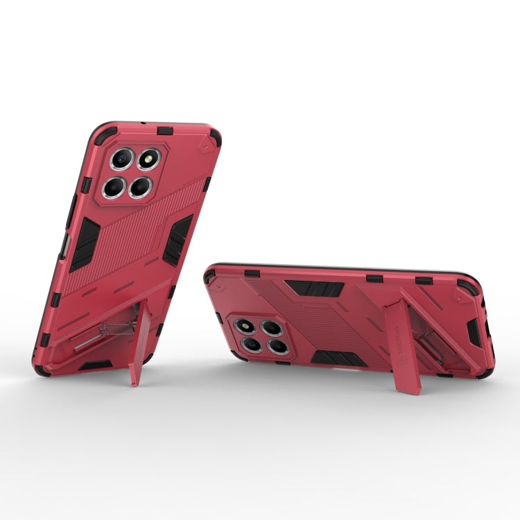 For Honor X8 5G Punk Armor PC + TPU Phone Case with Holder(Light Red) - Honor Cases by buy2fix | Online Shopping UK | buy2fix