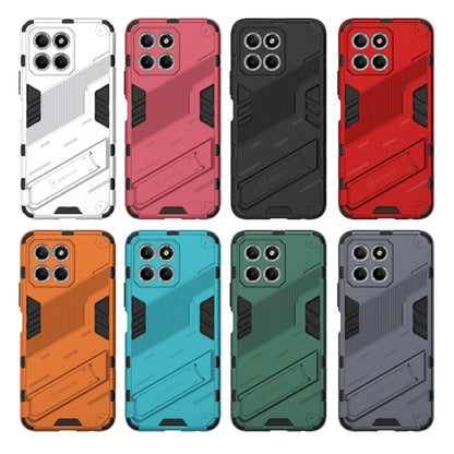 For Honor X8 5G Punk Armor PC + TPU Phone Case with Holder(Light Red) - Honor Cases by buy2fix | Online Shopping UK | buy2fix