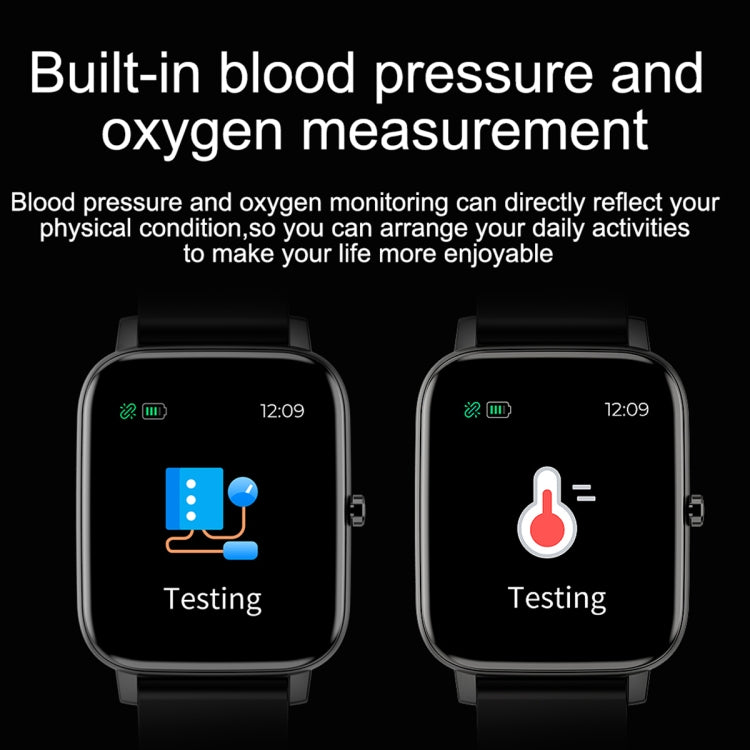 Ochstin 5H80 1.69 inch Square Screen Silicone Strap Heart Rate Blood Oxygen Monitoring Bluetooth Smart Watch(Black) - Smart Wear by OCHSTIN | Online Shopping UK | buy2fix