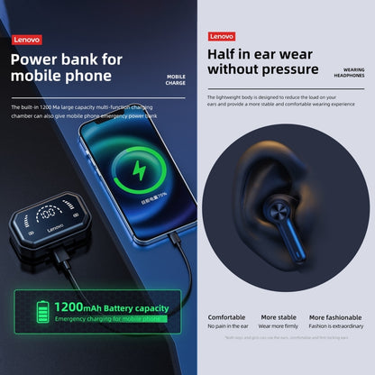 Lenovo LP3 Pro TWS Wireless Bluetooth 5.0 LED Power Display Sport Noise Reduction Earphone(Black) - TWS Earphone by Lenovo | Online Shopping UK | buy2fix