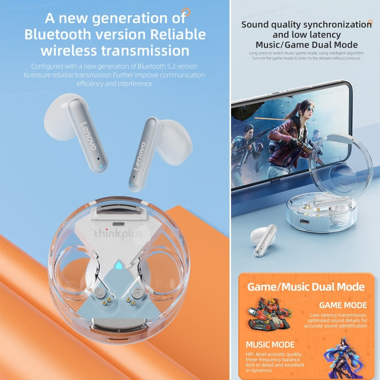 Lenovo LP10 TWS Wireless Bluetooth 5.2 Noise Reduction Earphone with Mic(White) - TWS Earphone by Lenovo | Online Shopping UK | buy2fix