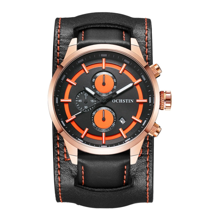 Ochstin 7235 Multifunctional Business Leather Wrist Wrist Waterproof Quartz Watch(Rose Gold+Black) - Leather Strap Watches by OCHSTIN | Online Shopping UK | buy2fix