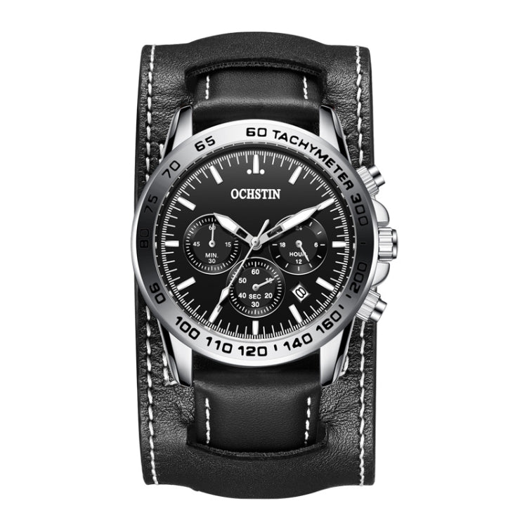 Ochstin 7234 Multifunctional Business Leather Wrist Wrist Waterproof Quartz Watch(Black+Black) - Leather Strap Watches by OCHSTIN | Online Shopping UK | buy2fix