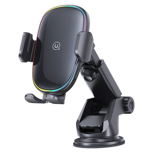 USAMS US-CD187 15W Car Colorful Light Mechanical Wireless Charging Holder - In Car by USAMS | Online Shopping UK | buy2fix