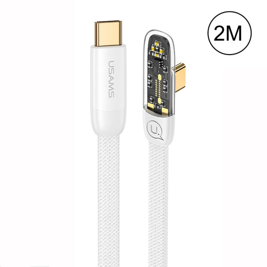 USAMS US-SJ584 PD 100W Iceflake Series Type-C to Type-C Right Angle Transparent Fast Charge Data Cable, Cable Length:2m(White) -  by USAMS | Online Shopping UK | buy2fix